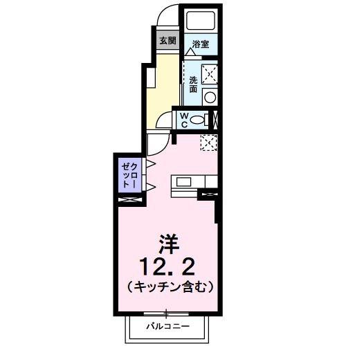 ジェルメ II(ワンルーム/1階)の間取り写真