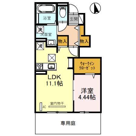 リバーサイドテラス B棟(1LDK/1階)の間取り写真