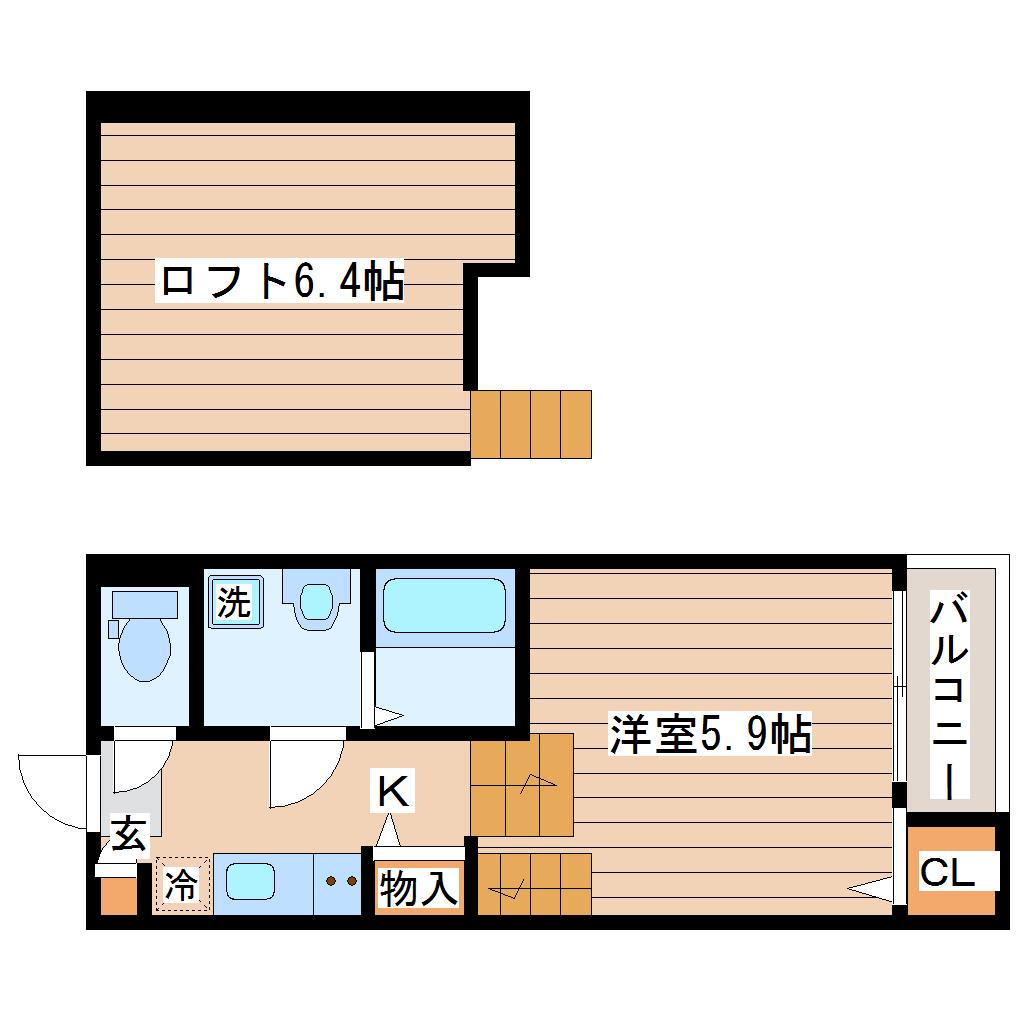 RETINA太子堂II(1K/1階)の間取り写真