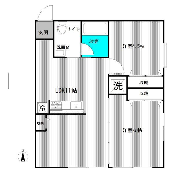 ドミール目黒(2LDK/1階)の間取り写真