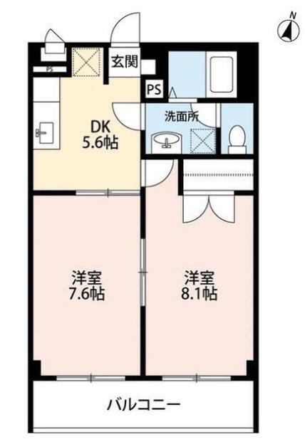 アンプルール・フレア(2DK/3階)の間取り写真