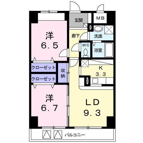 ティアラ(2LDK/1階)の間取り写真