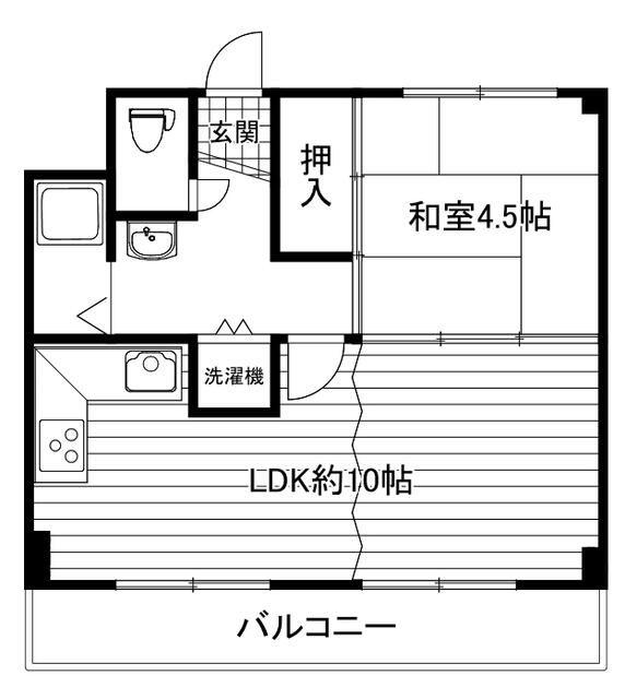 ハイツ淀2号館(1LDK/4階)の間取り写真