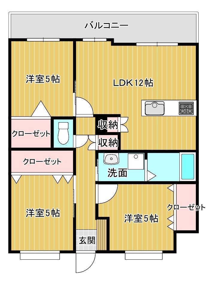 サウスパーククリハラ(3LDK/2階)の間取り写真
