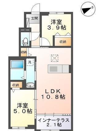 ラヴィロン(2LDK/1階)の間取り写真