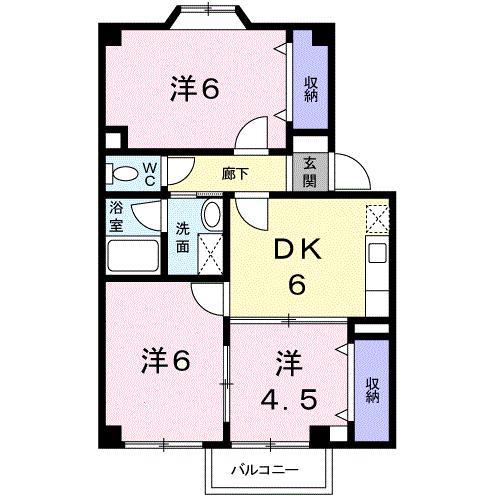 チェリーヒルズ B(3DK/2階)の間取り写真