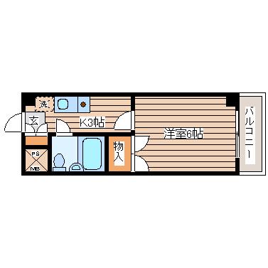 グレイスハイツ長町(1K/2階)の間取り写真