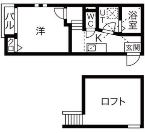 CHATON高畑(1K/1階)の間取り写真