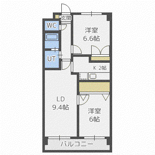杉原マンション(2LDK/4階)の間取り写真