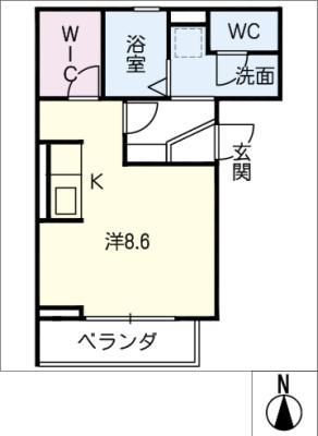スタブリテラス桑名(ワンルーム/2階)の間取り写真