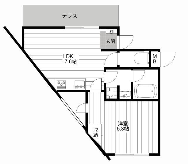 コルティーレ(1DK/4階)の間取り写真
