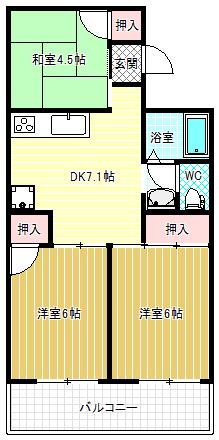 セジュール高井(3DK/2階)の間取り写真