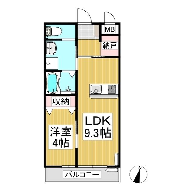 ハーモニアのぞみ B棟(1LDK/1階)の間取り写真