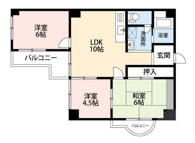 南千里ハイツ(3LDK/5階)の間取り写真