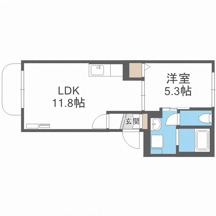 サウスウィング(1LDK/1階)の間取り写真