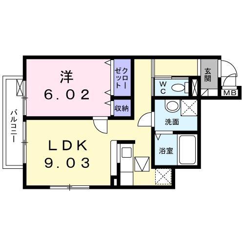 メルヴェイユ I番館(1LDK/1階)の間取り写真