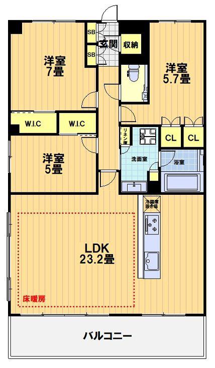 ファインレジデンス京都五条通(3LDK/9階)の間取り写真