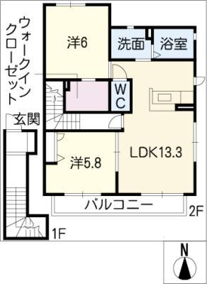 メルヴェーユ本郷(2LDK/2階)の間取り写真