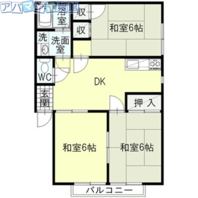 パラレルおぎの(3DK/1階)の間取り写真