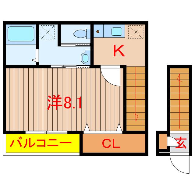 クラシオ北習志野(1K/2階)の間取り写真