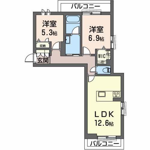 WINDMILL(2LDK/2階)の間取り写真