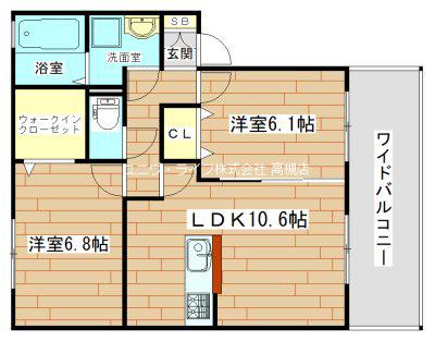 メルヴェーユ・ドルフA棟(2LDK/1階)の間取り写真
