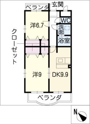 クレールミタカ(2DK/3階)の間取り写真