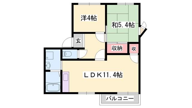 フレグランス粟津 B棟(2LDK/2階)の間取り写真