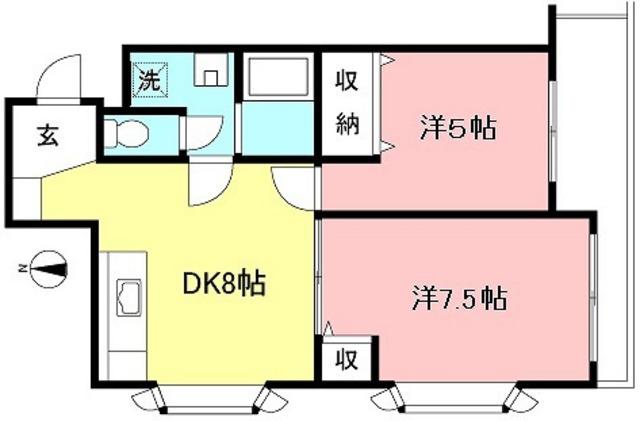 ベルアロー第二コーポ(2DK/4階)の間取り写真