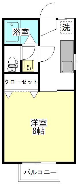 ラ・レーヴB(1K/2階)の間取り写真