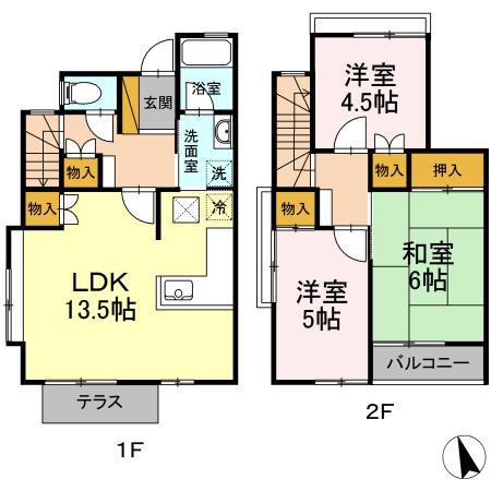 長浦駅前ハイツ CC-(3LDK/2階)の間取り写真