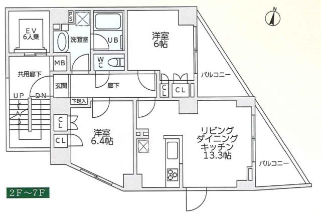 プロスパーレジデンス 3階(2LDK/3階)の間取り写真