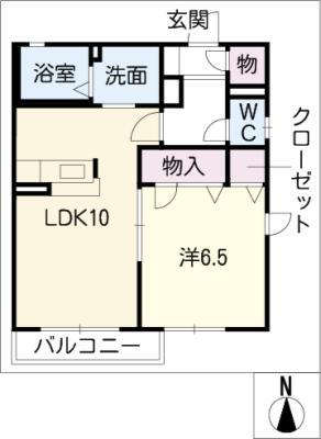シャーメゾンナガタB(1LDK/1階)の間取り写真