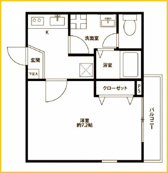 AMOUR大口(1K/2階)の間取り写真