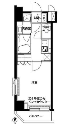 ルーブル西新井(1K/8階)の間取り写真