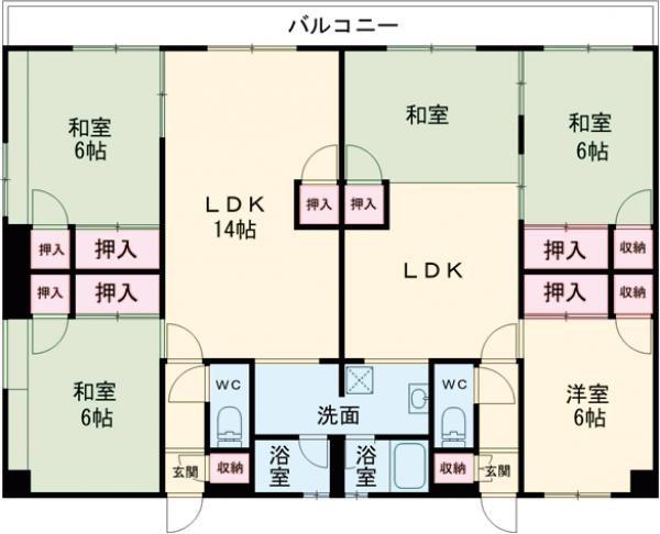 グランカーサ清蘭(6LDK/3階)の間取り写真