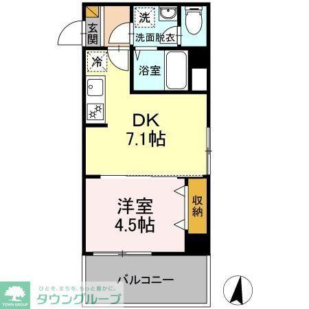 ニュートリノ要(1DK/1階)の間取り写真