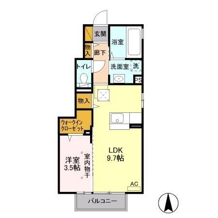 エクレール下栗C(1LDK/1階)の間取り写真