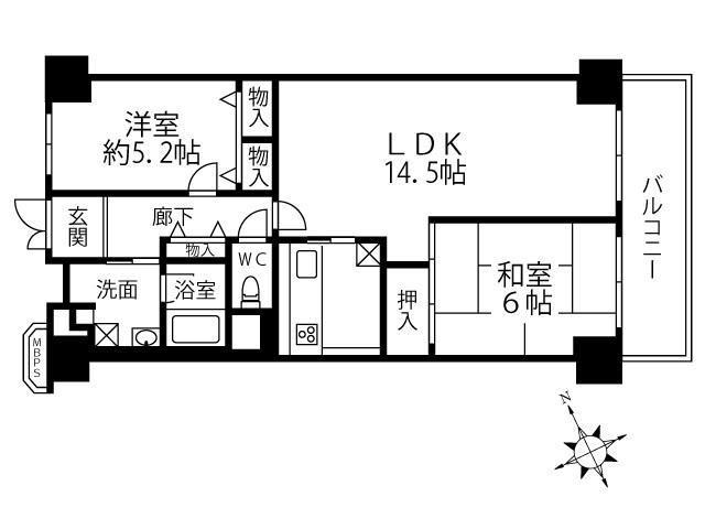 シャルム堺(2LDK/11階)の間取り写真
