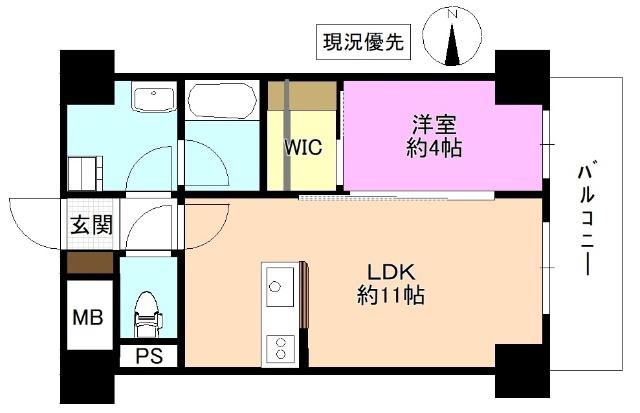 レジデンスTSURUGA(1LDK/4階)の間取り写真