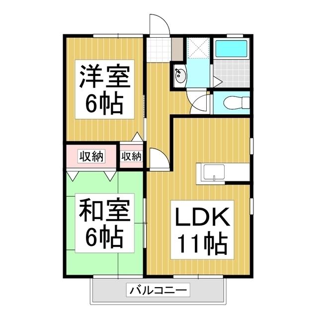 シャイニングビレッジ浜A(2LDK/2階)の間取り写真
