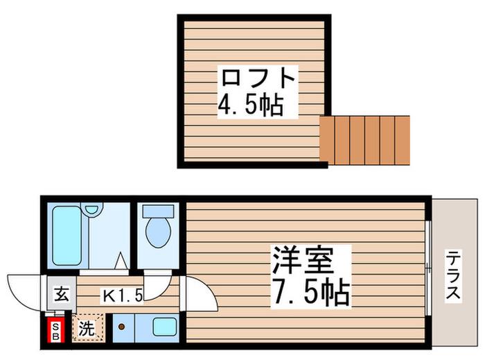 クレセントハイツ富士見(1K/2階)の間取り写真