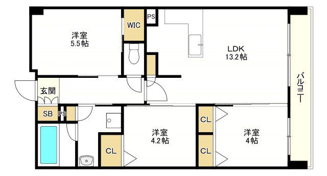 ハルモシティ(3LDK/14階)の間取り写真