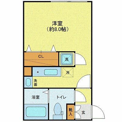 MODULOR白山II(ワンルーム/2階)の間取り写真