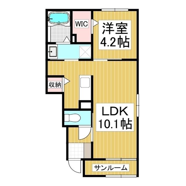 コンフォーティア中洲III(1LDK/1階)の間取り写真