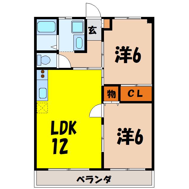 ミヤマハイツII(2LDK/4階)の間取り写真