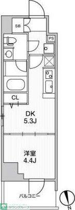 リテラス南千住サウス(1DK/2階)の間取り写真