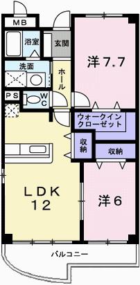 ラフォーレ広畑(2LDK/5階)の間取り写真