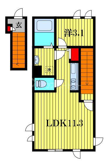 アムール CLEF 3(1LDK/2階)の間取り写真