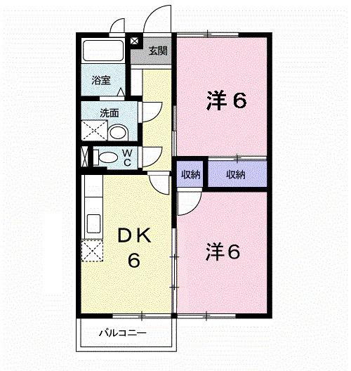 サンスクエア-C(2DK/2階)の間取り写真